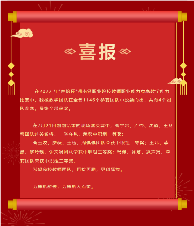 一個省一等獎，一個省二等獎，二個省三等獎，株軌在閃耀